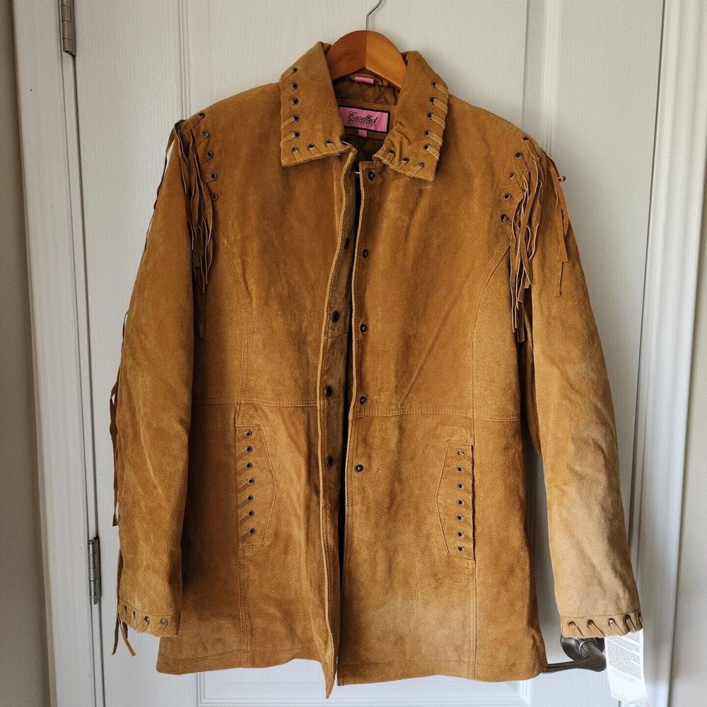 Excelled Collection Leather Jacket Womens L Button Pockets